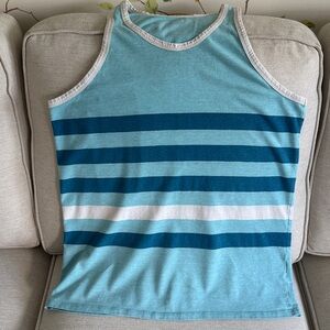 Vintage Old Navy Blue and White Striped Tank Top - Size Medium